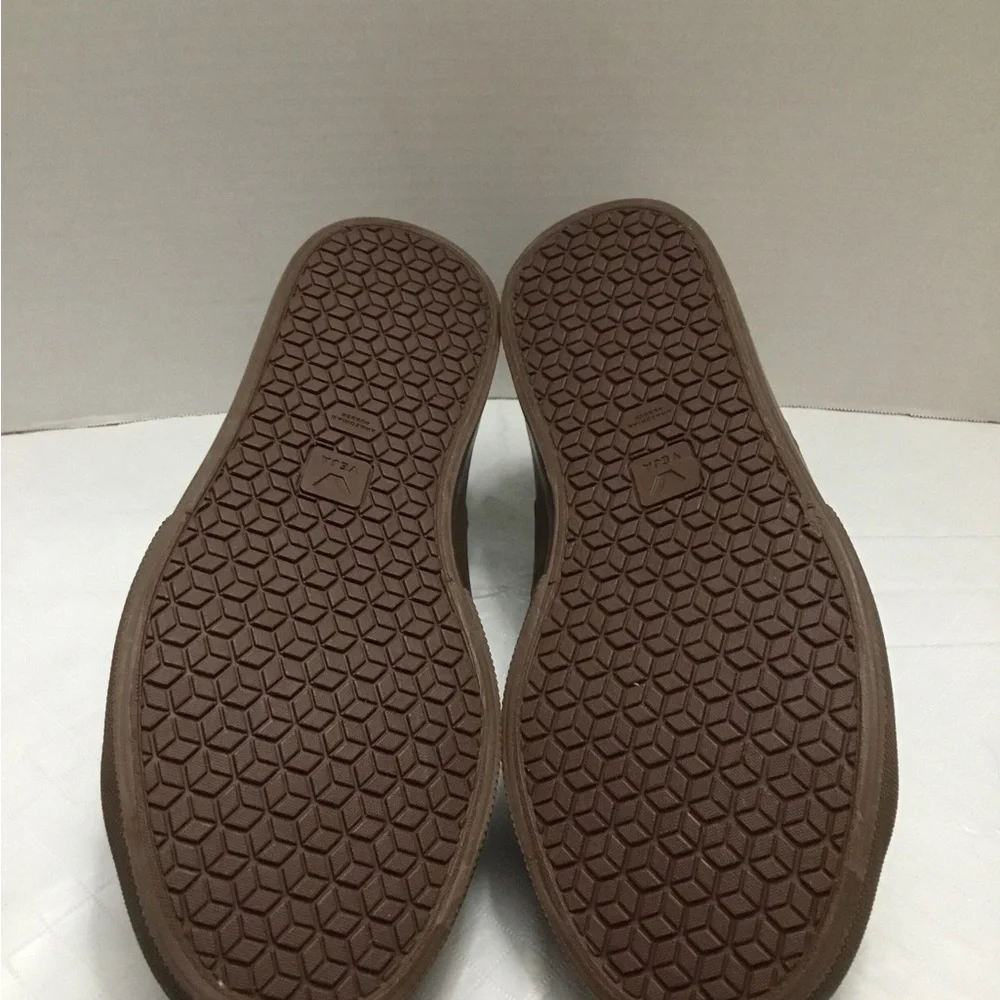 Veja White Sneakers with Green V Logo and Brown Sole